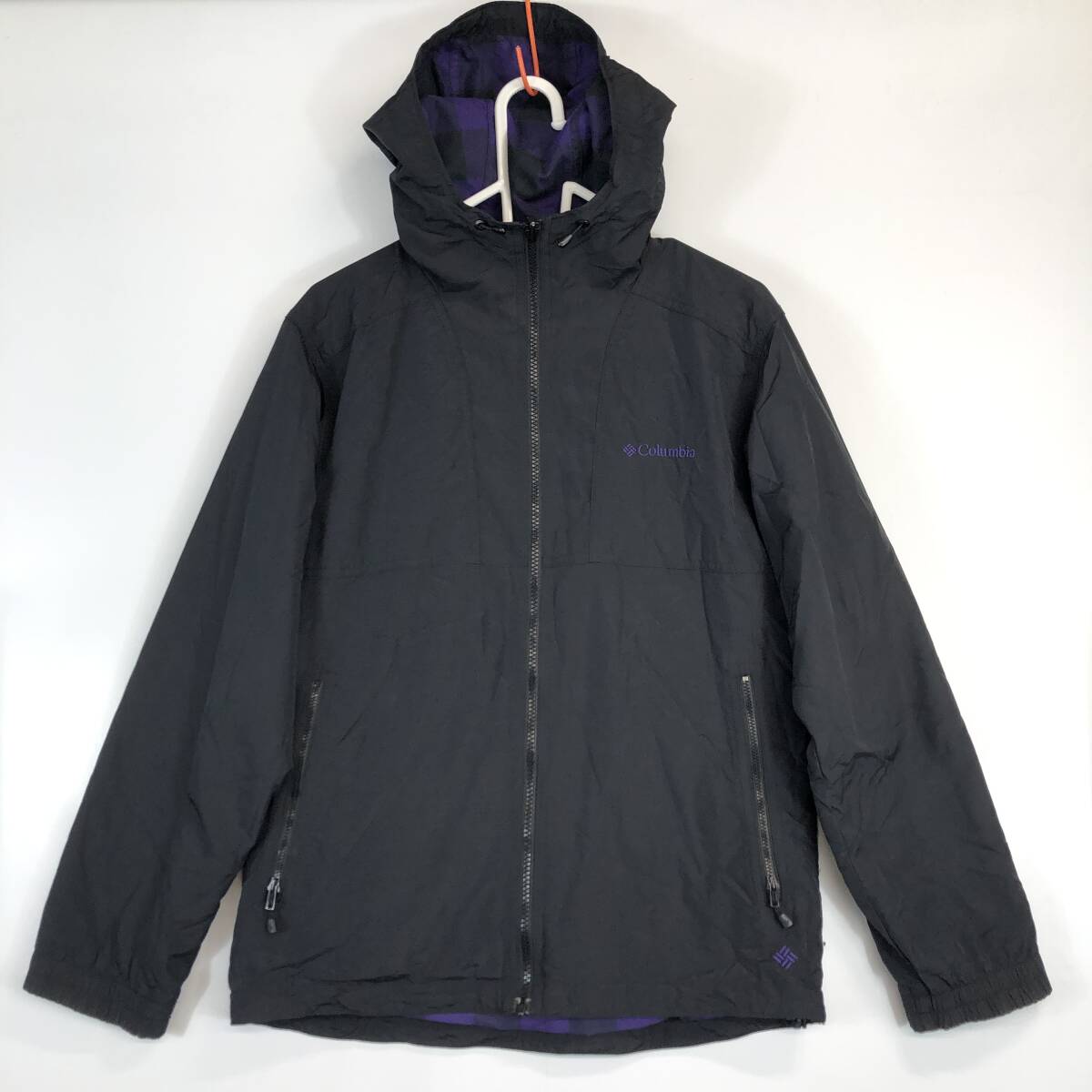 Columbia コロンビア リバーシブル ジップパーカー ブラック パープルチェック レディースMサイズ PL3004拍卖