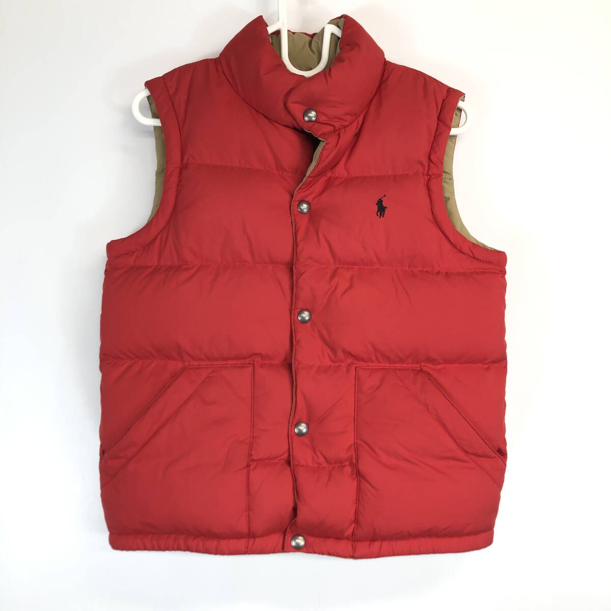 ラルフローレン Ralph Lauren リバーシブル ダウンベストジャケット レッド キッズM(10-12)サイズ拍卖