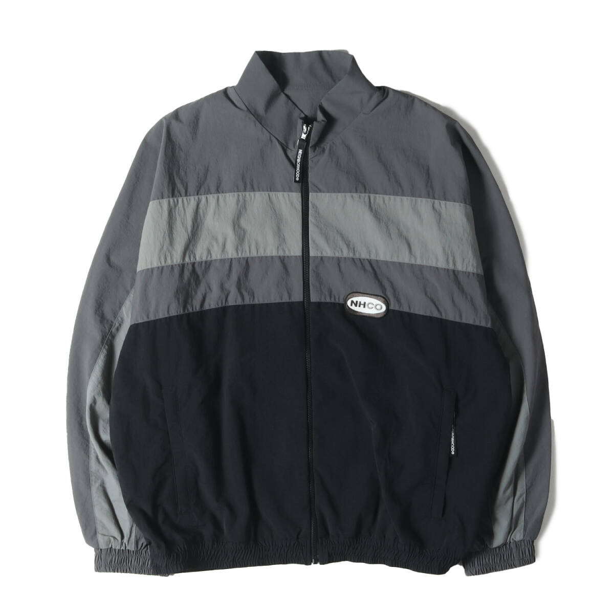 NEIGHBORHOOD ネイバーフッド ジャケット サイズ:L 22AW パネル ナイロン トラックジャケット (TRACK PANELLED JACKET) グレー ブラック拍卖