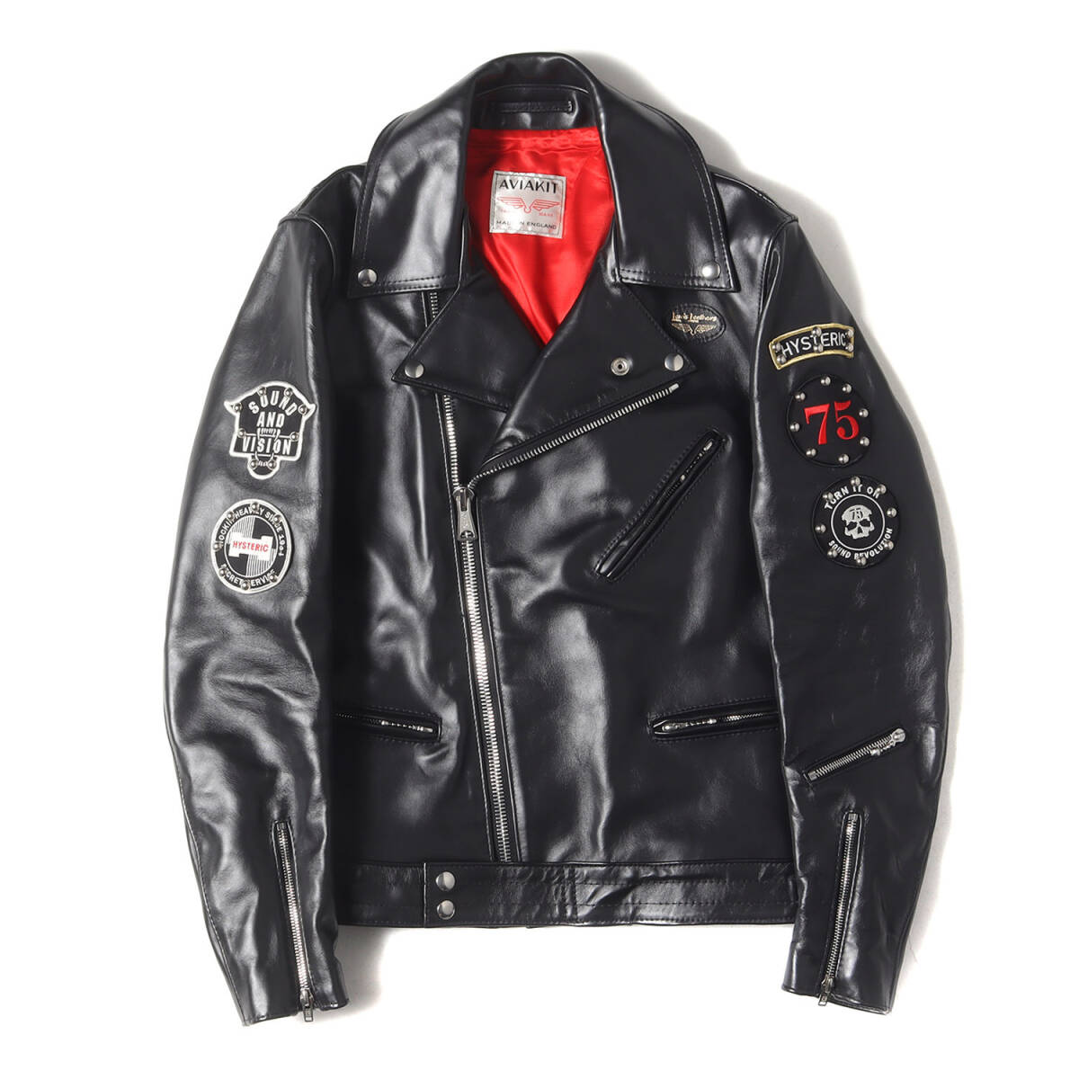 HYSTERIC GLAMOUR ジャケット サイズ:M Lewis Leathers バックスカル サイクロン ダブル レザー ライダース ジャケット (CYCLON)拍卖