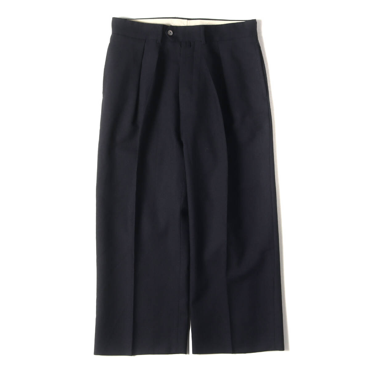NEAT ニート パンツ サイズ:46 ツータック ウール テーパード スラックス パンツ ネイビー 紺 ボトムス ズボン 日本製 ブランド拍卖