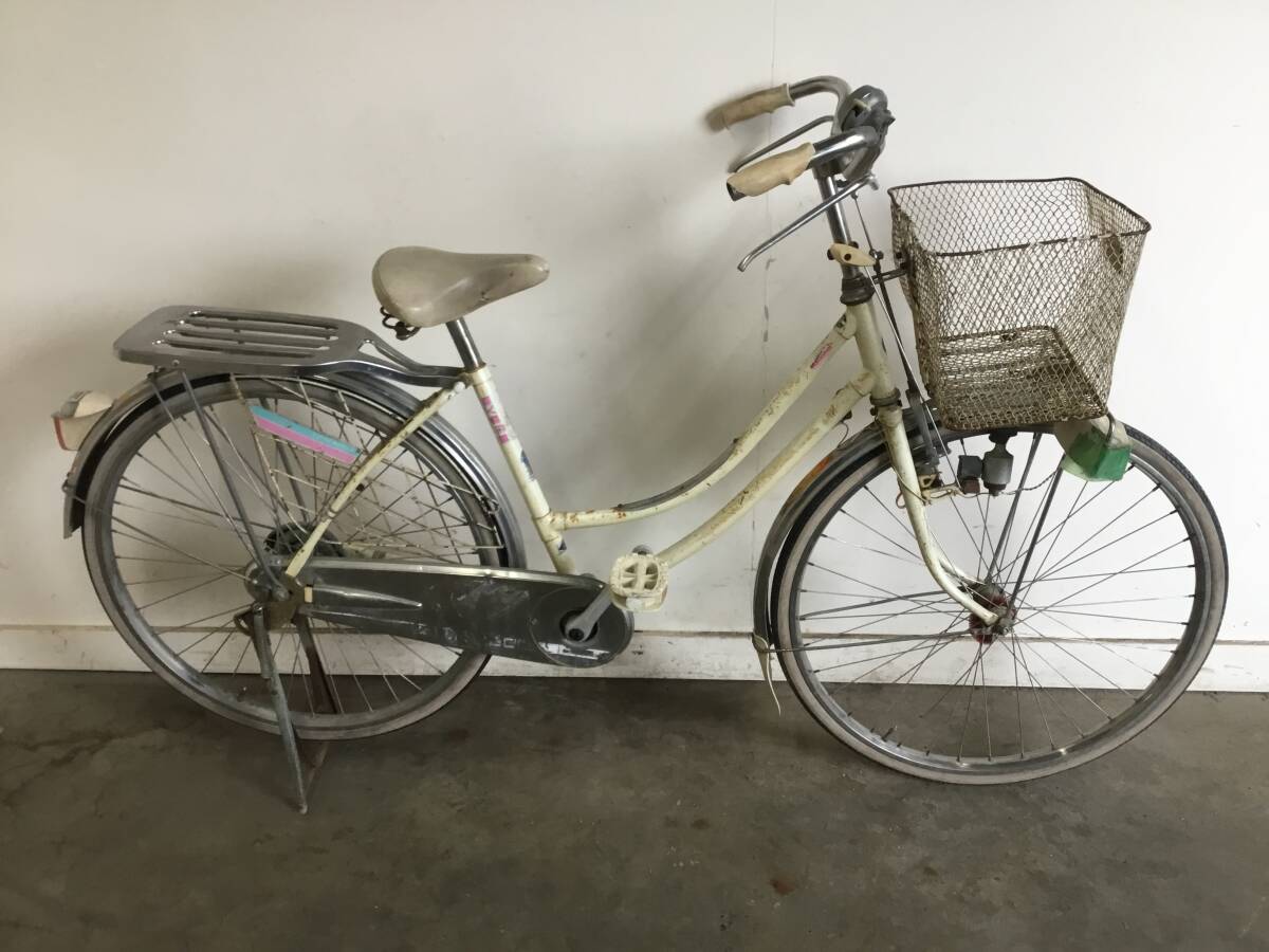 h-148△ 岐阜発/ ナショナル/ レトロ/ 自転車/ ロッドブレーキ/ 昭和/ ママチャリ/ ジャンク/ 後ギヤが空回りします/ b0.3/ R6.12/13 △拍卖