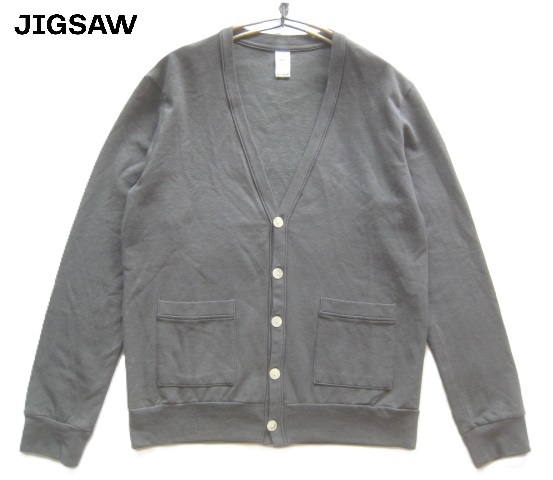 美品日本製!!ジグソー JIGSAW ジグソウ*薄手スウェットカーディガン 2 実寸M 濃灰 ダークグレー拍卖