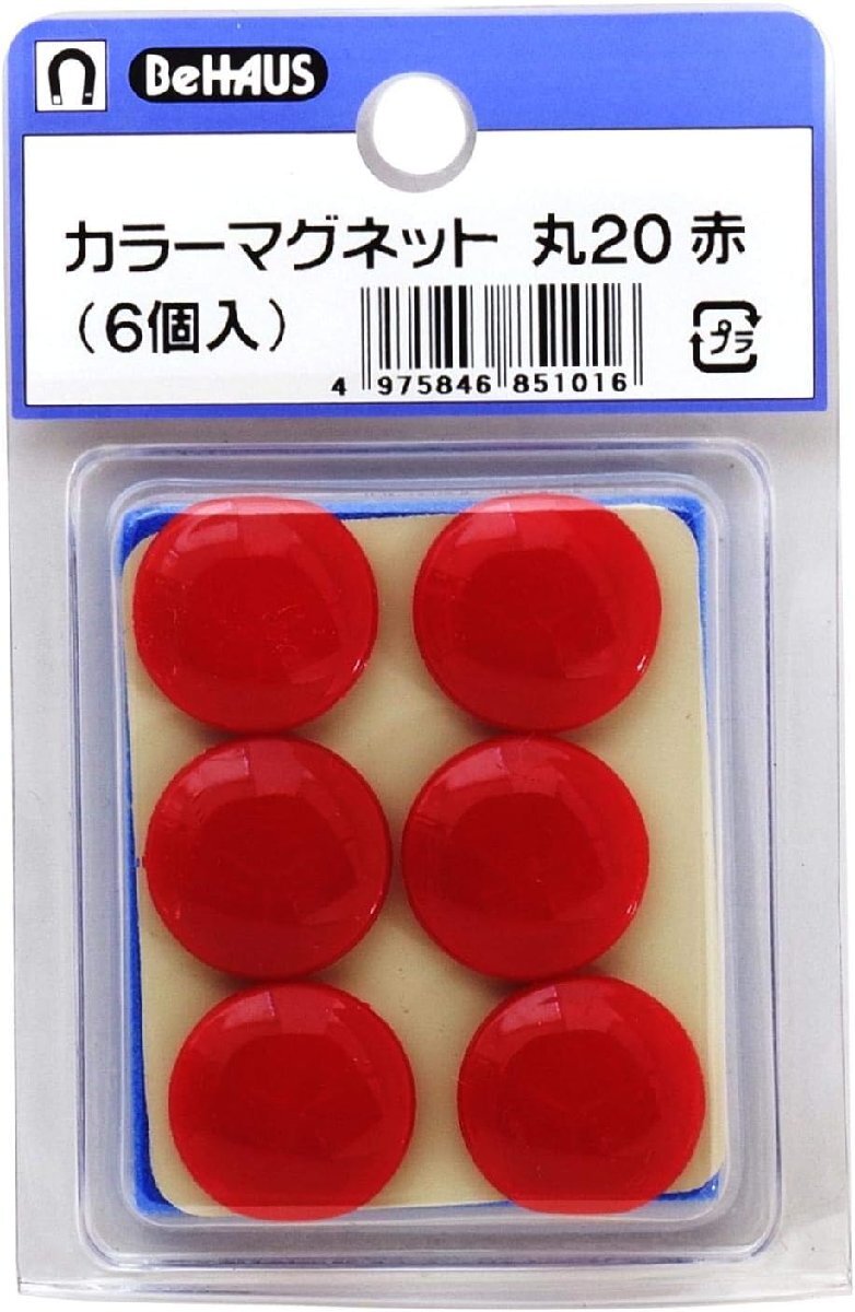 新潟精機 SK BeHAUS カラーマグネット 丸 20 赤 6個入 JAN 4975846851016 1A03-03101 スチール ホワイトボード メモ押さえ拍卖