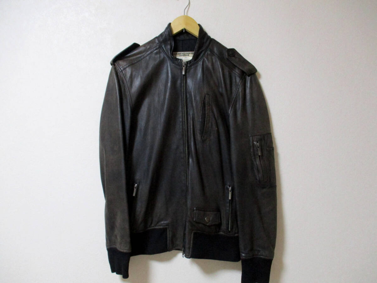 KATHARINE HAMNETT LONDON キャサリンハムネット 羊革レザージャケット ブルゾン サイズL (3E 3拍卖
