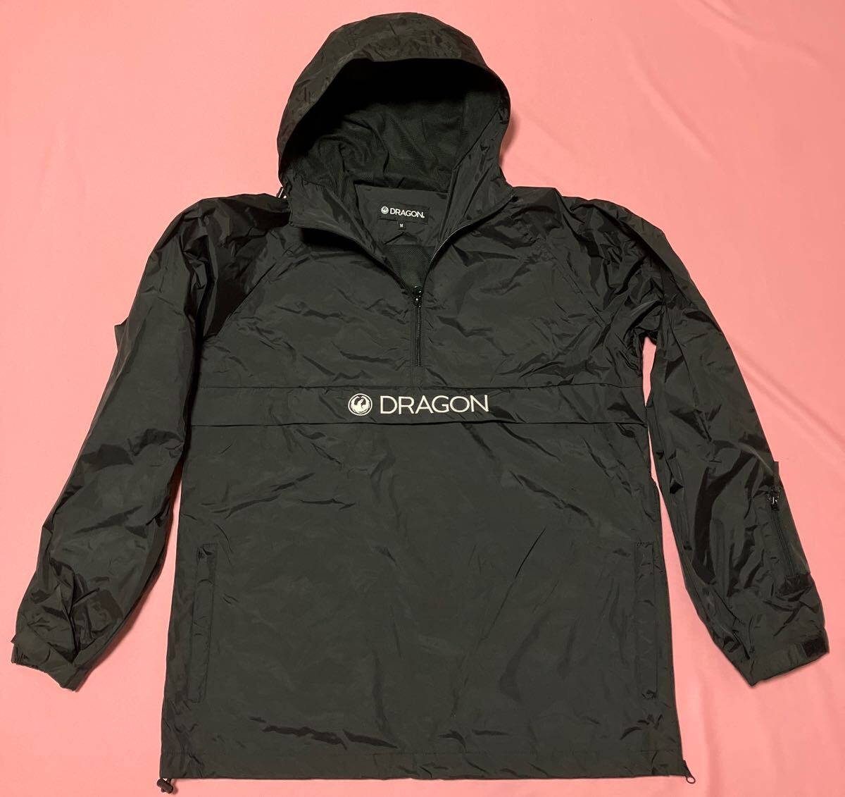 DRAGON ドラゴン アノラック プルオーバー スノボウェア Mサイズ スノボード 大きなフロント胸ポケット ブラック 黒色拍卖
