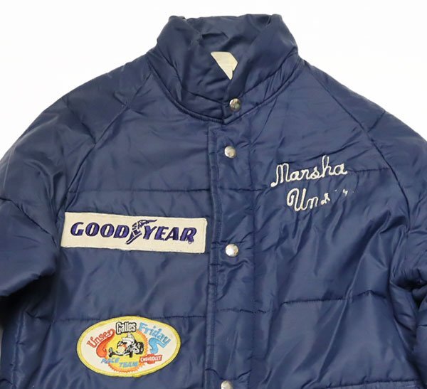 NJ95チャンピオンCHAMPIONアメリカ古着アメリカ製レーシングジャケットSオフィシャル紺系ナイロンジャケット70’S80’Sビンテージ中綿入り拍卖