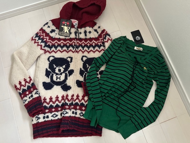 ヒステリックグラマー新品タグ付ファックベア2枚セットカウチンと刺繍ニット拍卖