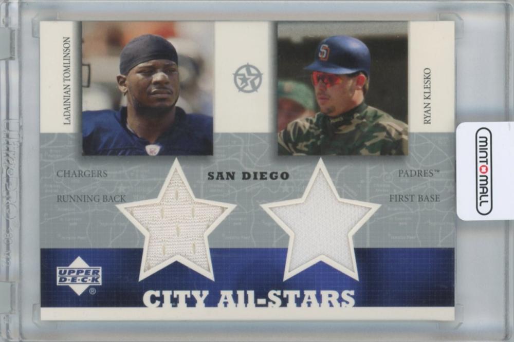 NFL【LaDAINIAN TOMLINSON(San Diego Chargers) & RYAN KLESKO(San Diego Padres)】2002-03 UD SuperStars City All-Stars Dual Jersey①拍卖