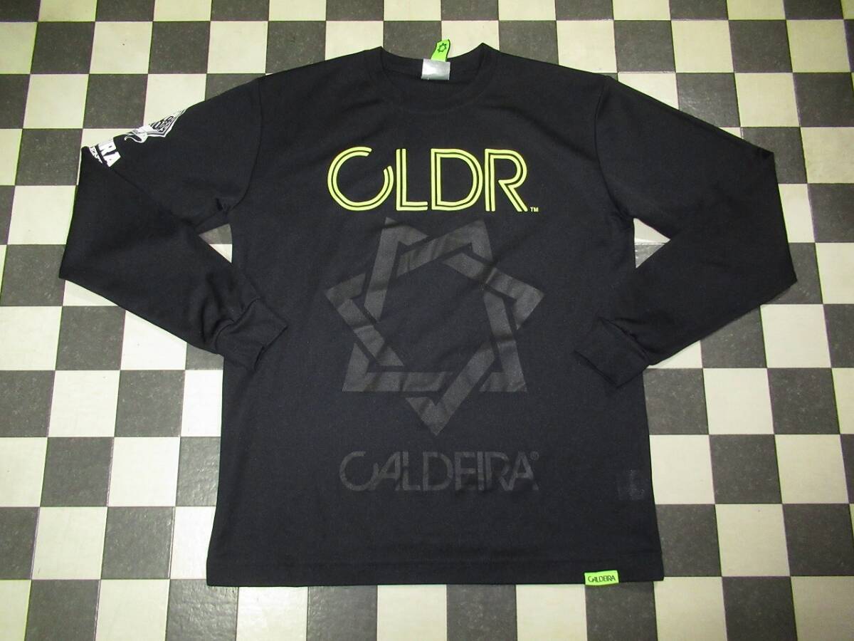 ★CALDEIRA/キャルデラ★良品 M ロゴプリント長袖プラクティスシャツ ブラック拍卖