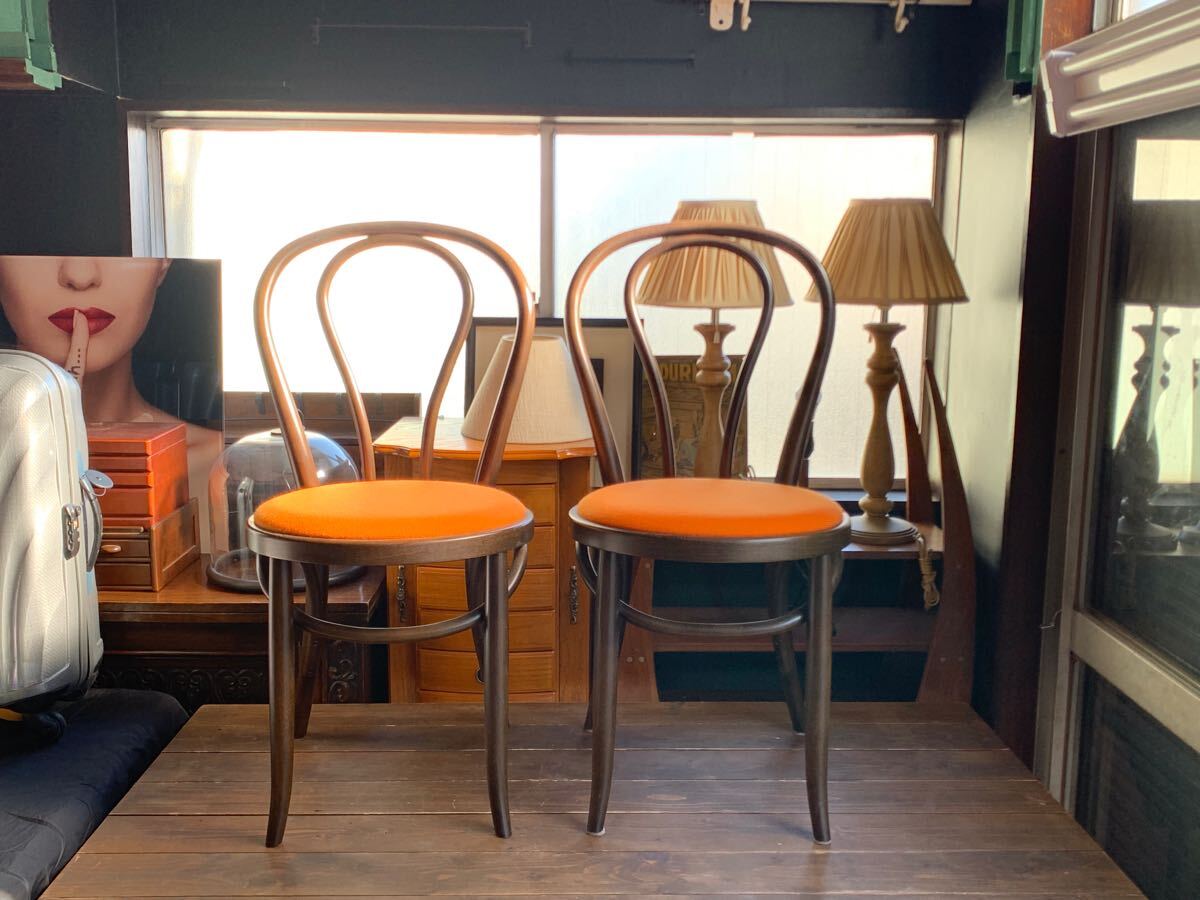 y72★良品 秋田木工 Akimoku BENT WOOD ダイニングチェア 2脚セット 軽量 曲木 ブナ 座面高44cm No,16B拍卖