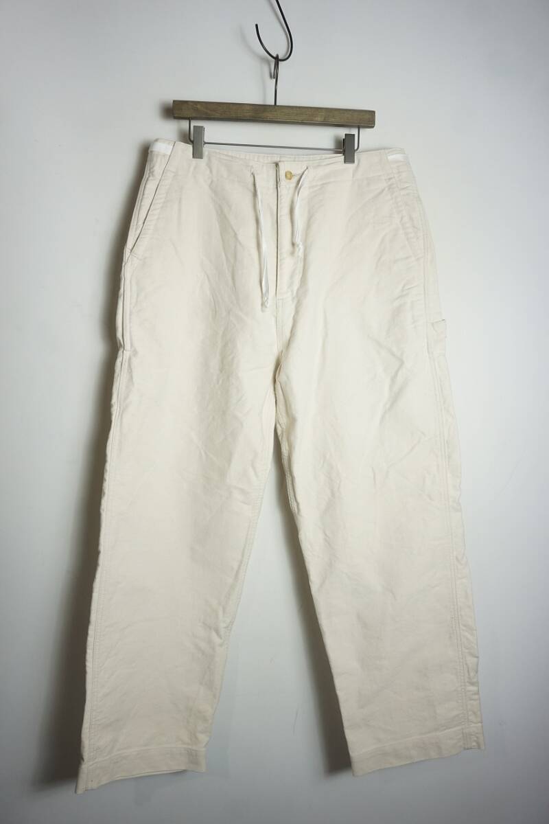 美品 正規 HATSKI ハツキ Moleskin Work Pants コットン モールスキン ワーク ワイド パンツ 生成り HTK-23012 白 サイズ3 本物 1212O拍卖