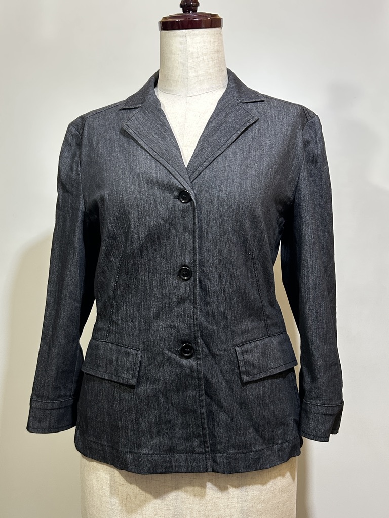 ▼ MAX & Co. trends マックスアンドコー テーラードジャケット 40 ブレザー 3B 伸縮性有り オフィス カジュアル チャコールグレー 拍卖