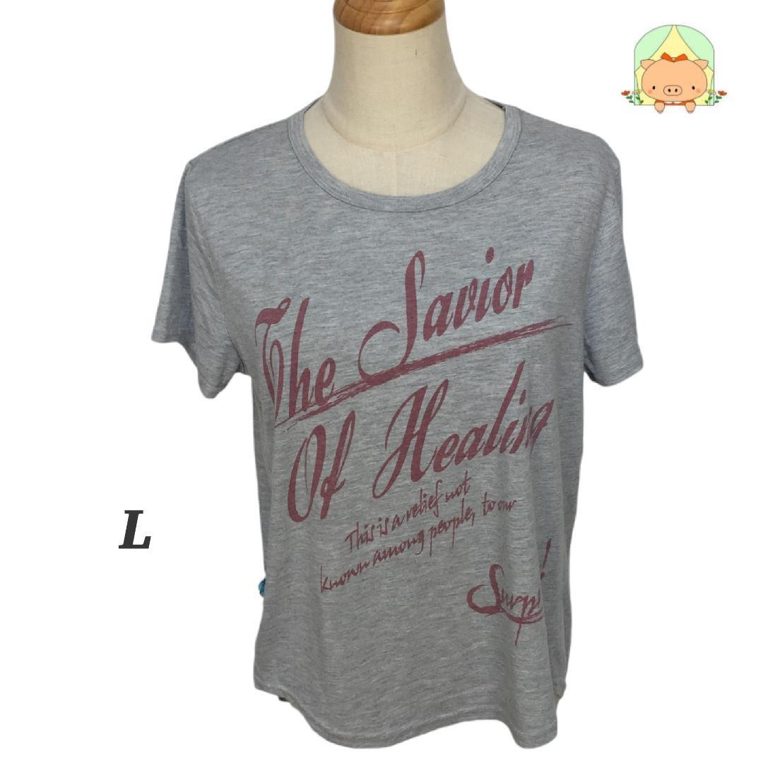 CA0380 ラウンドネック 英字 プリント オシャレ 体型カバー タックイン Tシャツ 【L】拍卖