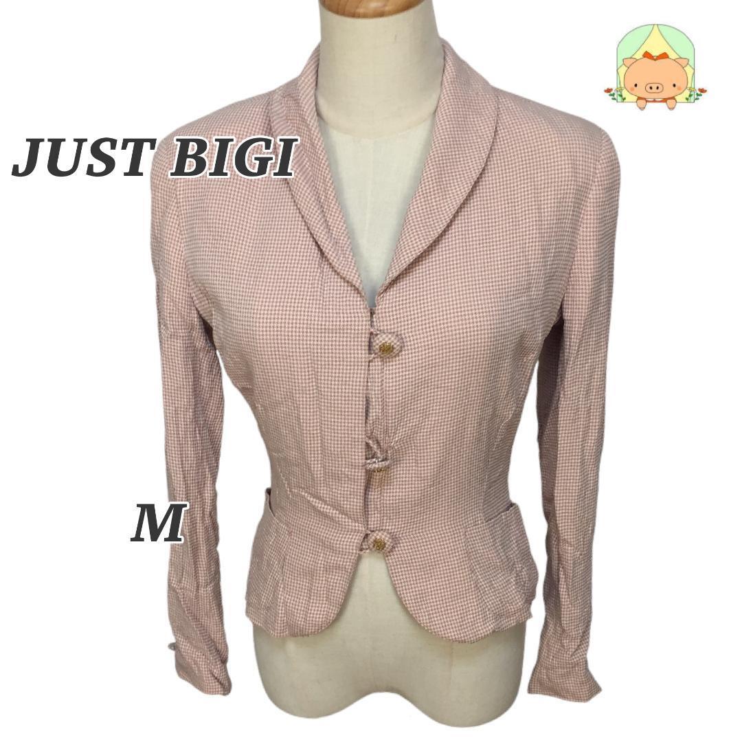 CA0320 ジャストビギ 千鳥格子柄 ボタン クローバー 宝飾 かわいい 大人 ジャケット 【M】拍卖