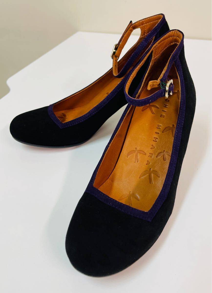 ★新品★チエミハラ スエードパンプス OCEAN パープル 35.5/22.5 レザー拍卖