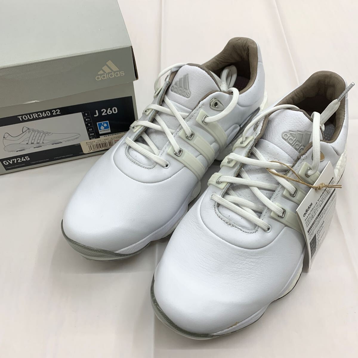 即決■展示品 ゴルフシューズ / adidas アディダス TOUR360 22 GV7245 ホワイト 26.0cm 拍卖