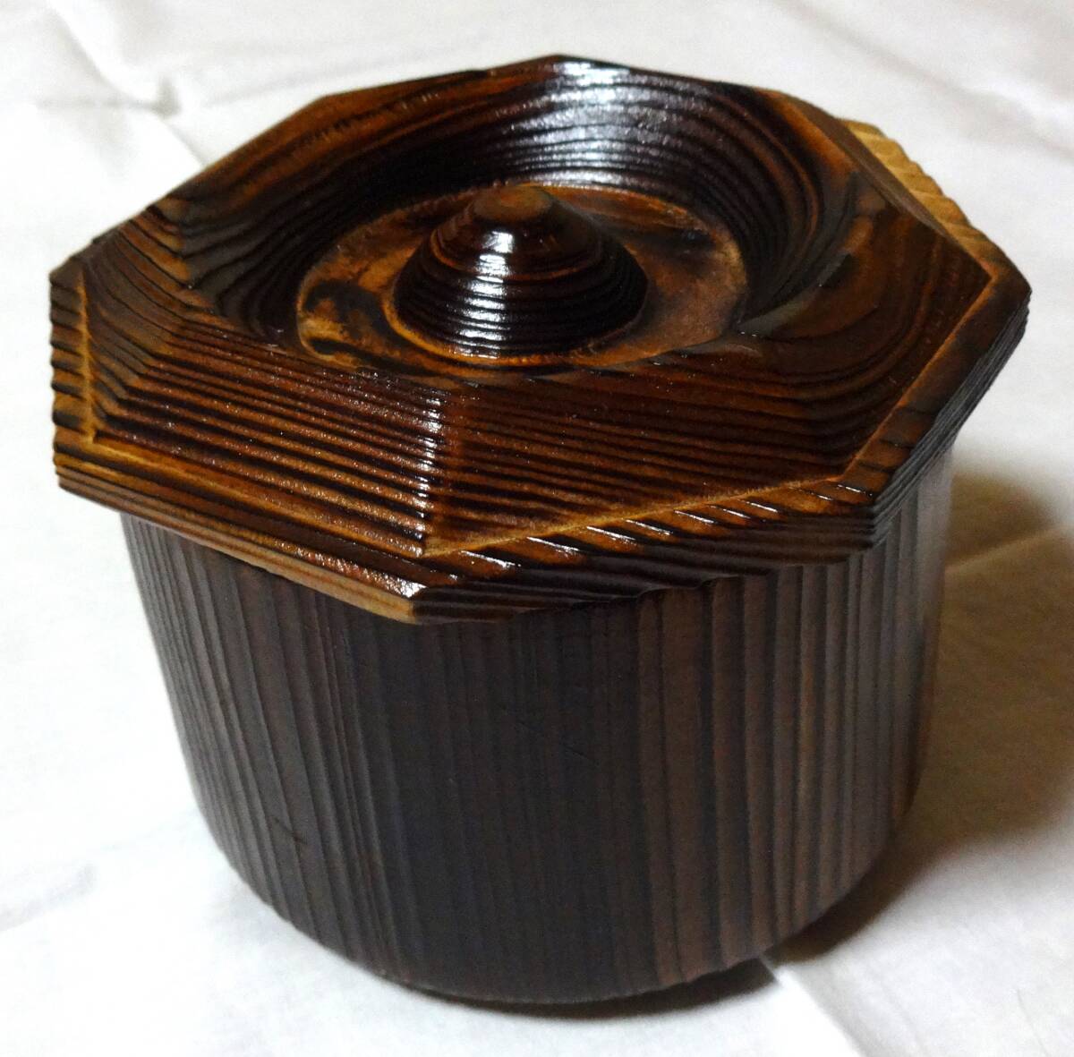 木製蓋つき飯椀(飯鉢)1個(外側杉製?)土産品拍卖