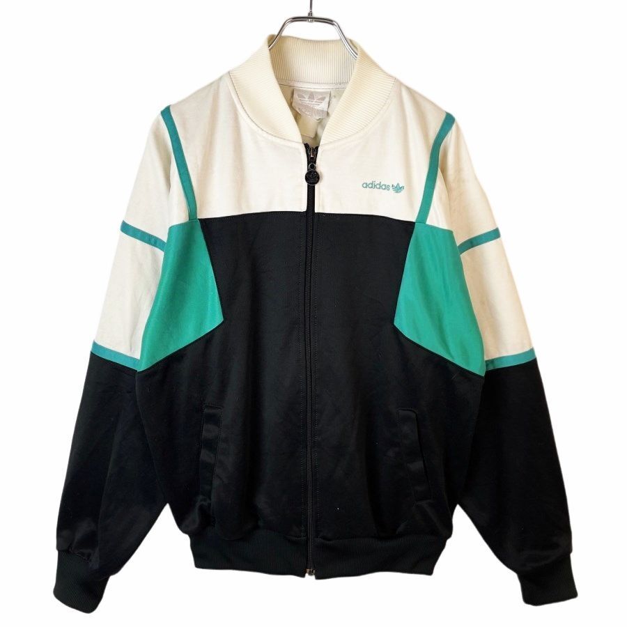 80sアディダスAdidasトラックジャケットジャージトレフォイルロゴ刺繍ブラック黒ホワイト白ライトブルー水色y2kレトロvintage40918拍卖