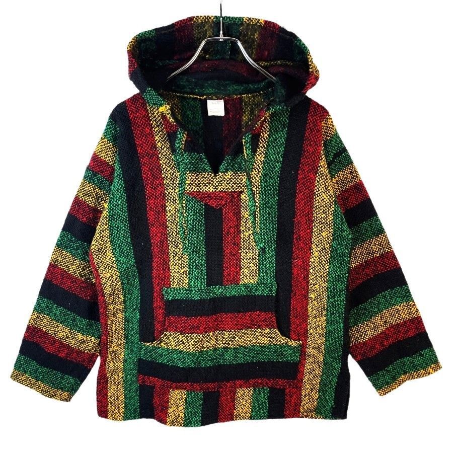 メキシコ製メキシカンパーカーBAJAバハフーディメキパカストライプラスタカラーレゲエカラー黒ブラック赤レッド黄色イエロー41010拍卖