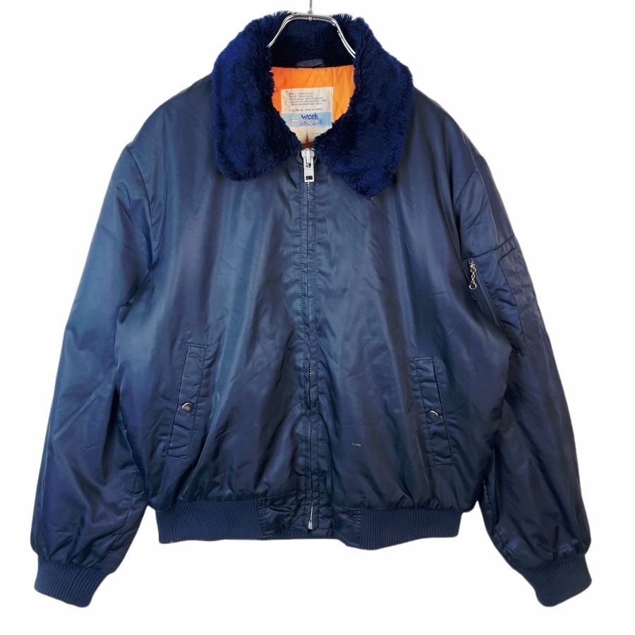 シアーズSears Work LeisureナイロンジャケットMA-1ボンバージャケットフライトジャケット襟ボア裏地中綿入りキルティング紺ネイビー41018拍卖