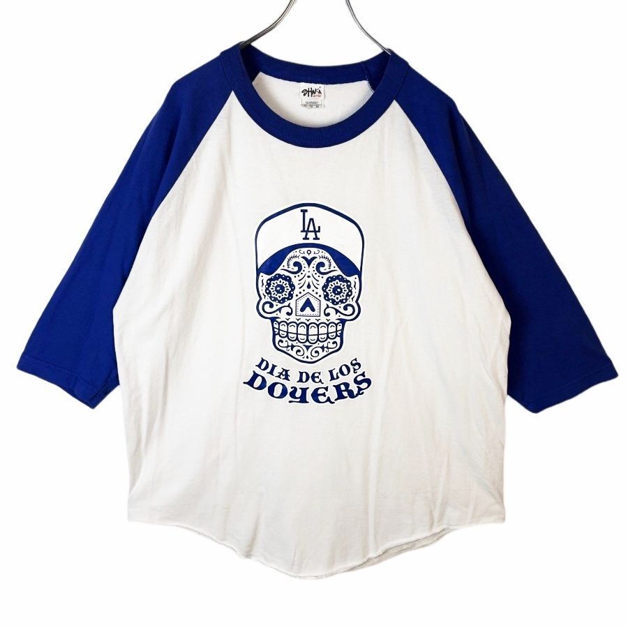 ShakaシャカMLBロサンゼルス・ドジャースDodgers七分袖ラグランTシャツベースボールTシャツ野球BASEBALLメキシカンスカル骸骨カラベラ41028拍卖