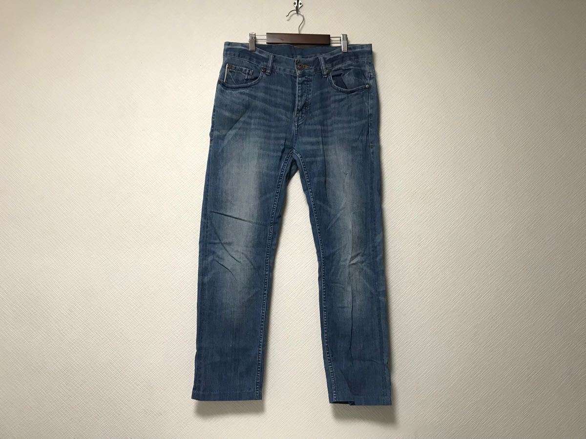 本物アルマーニエクスチェンジARMANI AXデニムパンツメンズサーフアメカジミリタリービジネススーツモードゴルフドレス青ブルー31M拍卖