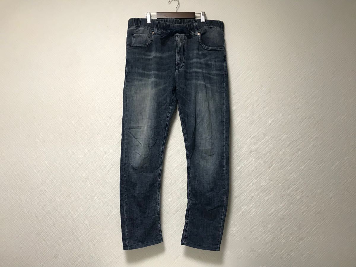 本物レインイタリアREiGN ITALIAコットンイージーストレッチスウェットデニムパンツメンズサーフアメカジミリタリーXL青ブルーイタリア製拍卖