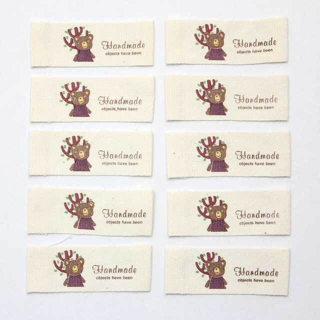 両端折 布タグ クマ Handmade 柄 42×15mm 10枚パック sgy-1213拍卖