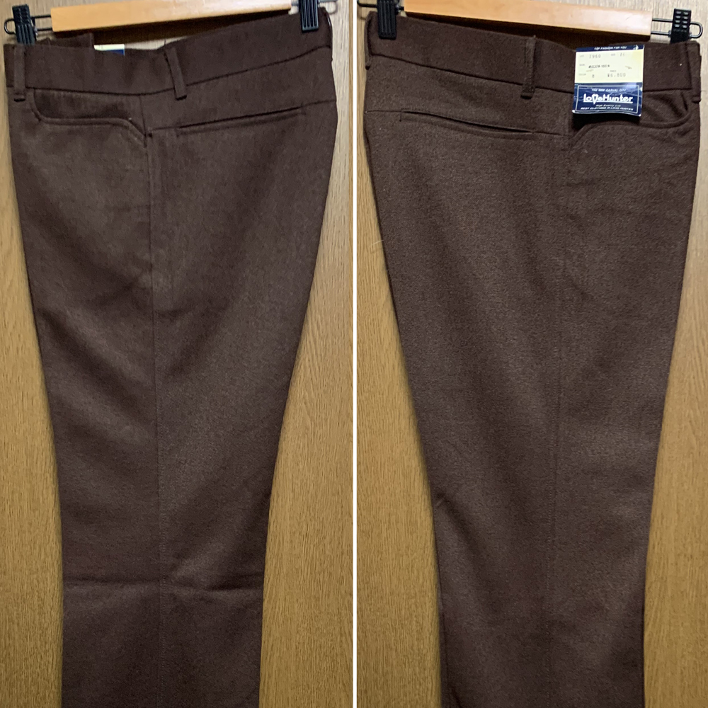 76 Love Hunter by VICERER|ラブハンター ダークブラウン スラックス ポリエステルパンツ 未使用 デッドストック拍卖