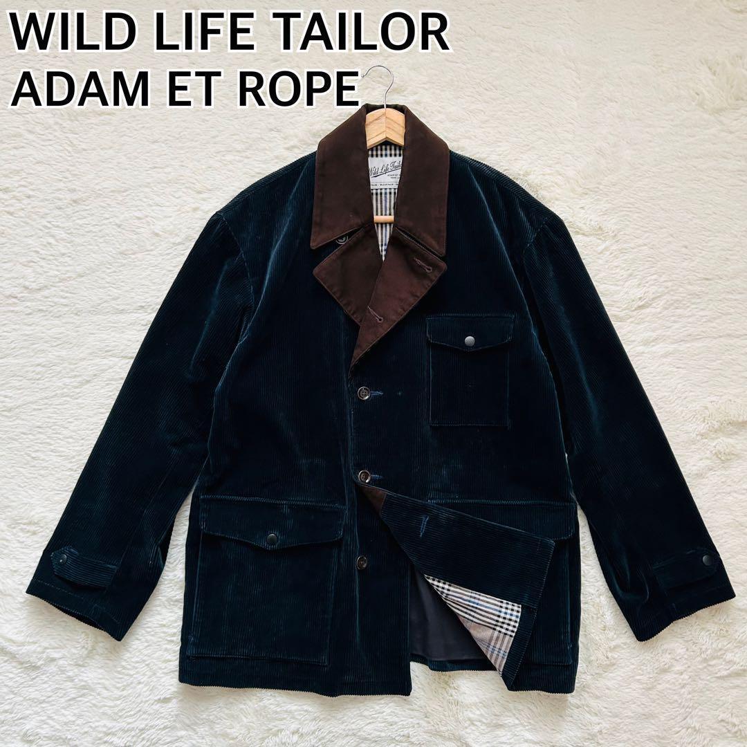 Adam et ROPE ワイルドテーラーアダムエロペ コーデュロイ 異素材切り替え アウター カバーオール ジャケット  裏地チェック Lサイズ拍卖