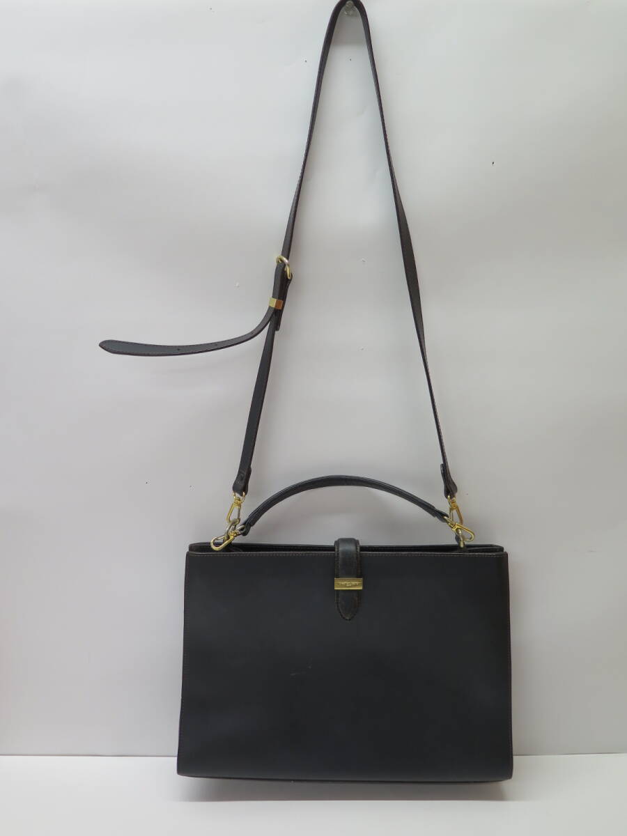 marie claire マリークレール レザー2Wayショルダーバッグ ビジネスバッグ 黒 ブラック ゴールド金具拍卖