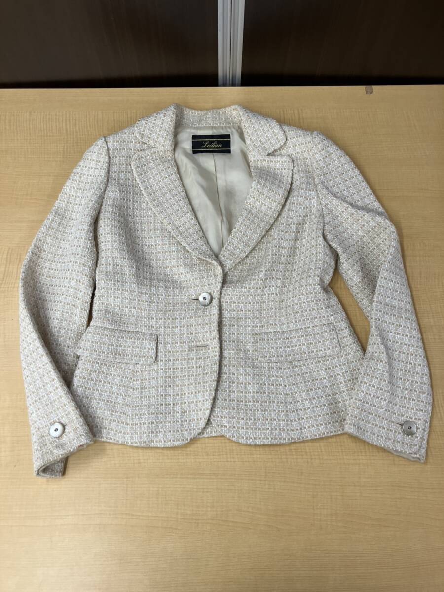 jd12d173 レリアン ジャケット ツイード ベージュカラー クリーニング済み拍卖