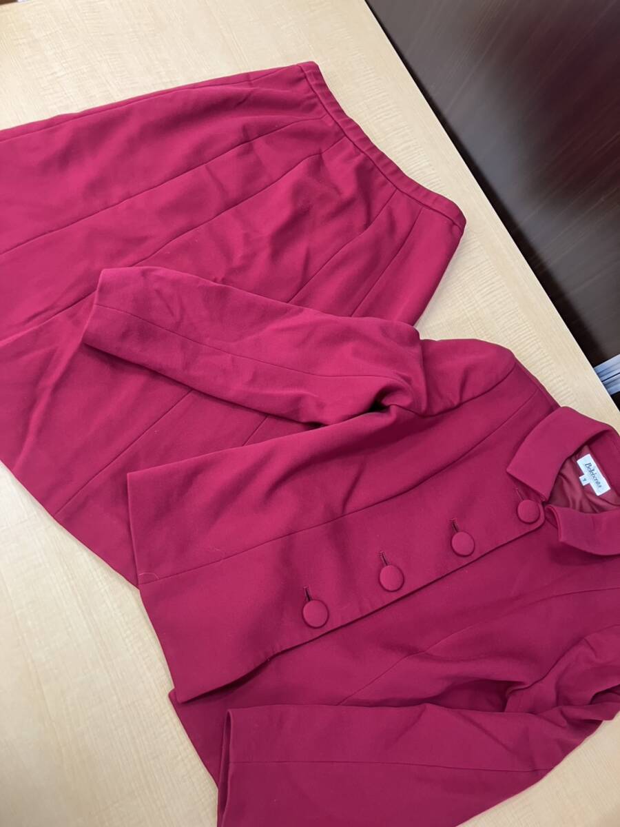 jd12d174 ベルボニータ BELLEBONITA 赤 スーツ 上下 7号 拍卖