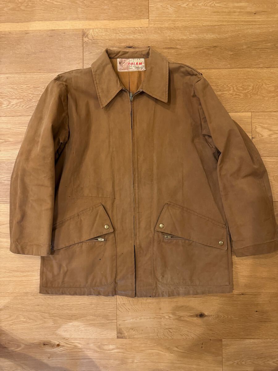 40年代 TOILE COLAM ハンティングジャケット ヴィンテージ ユーロ フランス ブラウン拍卖