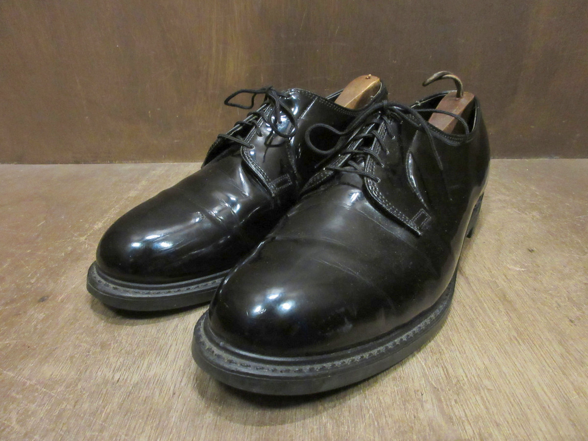 ビンテージ●パテントレザープレーントゥシューズ黒size 10 EE●241214j3-m-dshs-28cm古着革靴外羽根式拍卖