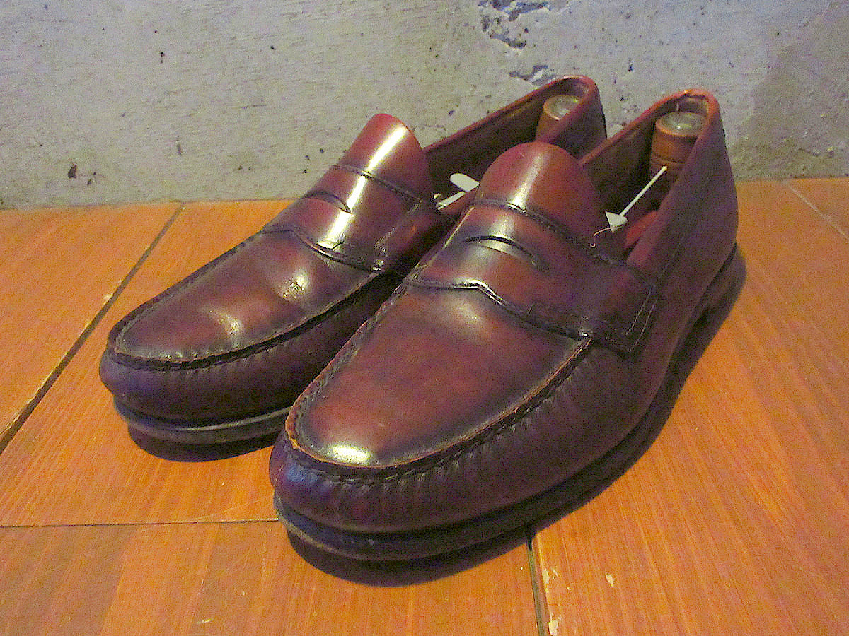 ビンテージ●G.H.BASS&CO.ペニーローファー赤茶色size 11 1/2 B●241221j3-m-lf-295cm古着革靴ジーエイチバス拍卖
