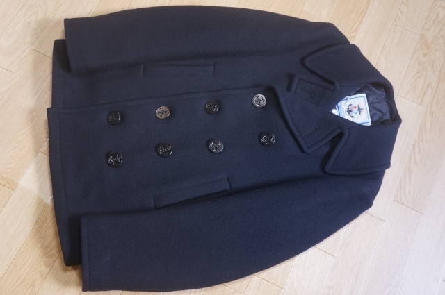 J453 即決 STERLINGWEAR スターリングウエアー ウールメルトン Pコート 裏キルティング中綿 36 濃紺拍卖