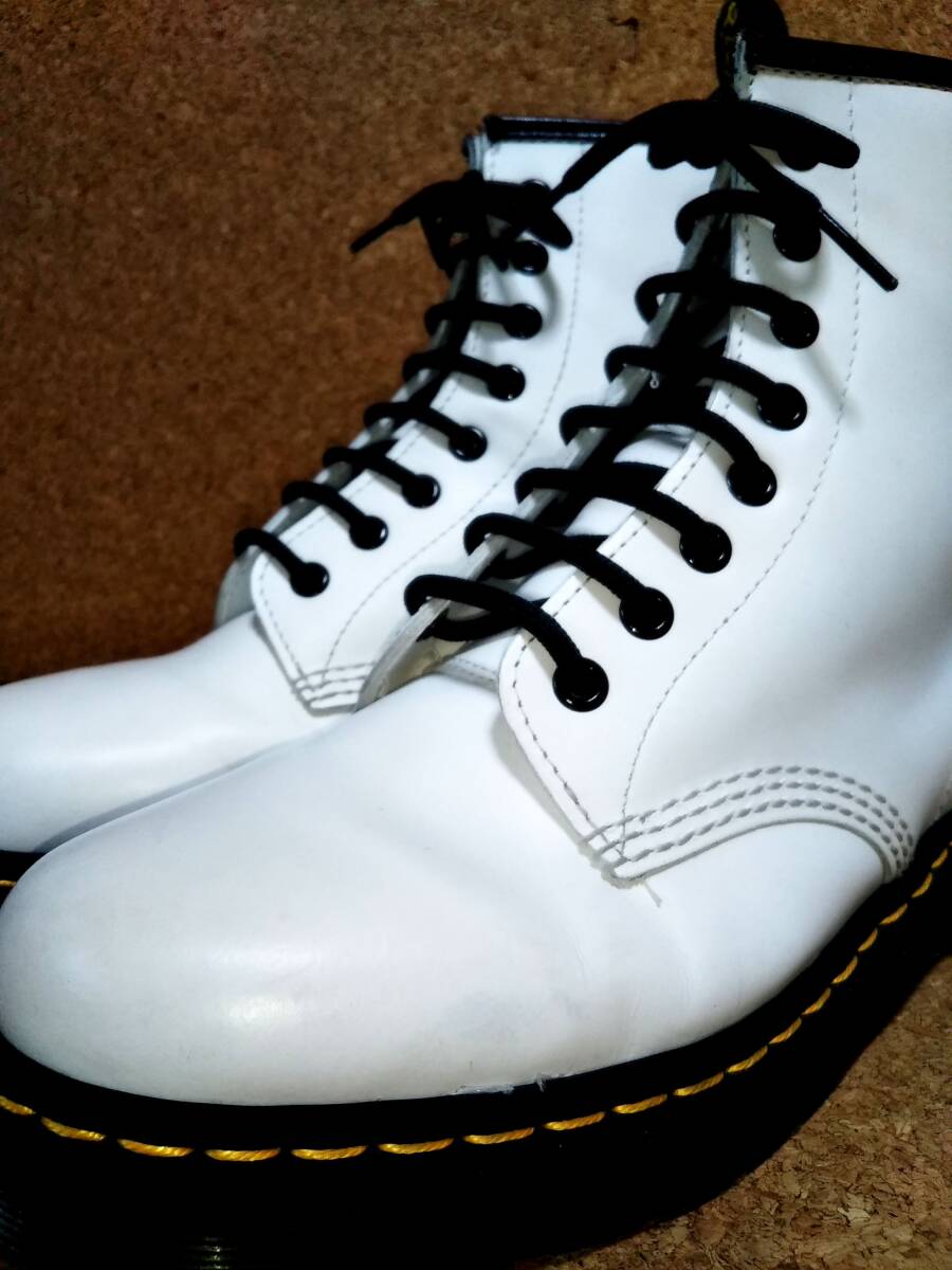 【Dr.MARTENS】ドクターマーチン 1460 8ホールブーツ UK7 (26cm ) 8EYE BOOT スムースレザー ホワイト【良品】拍卖