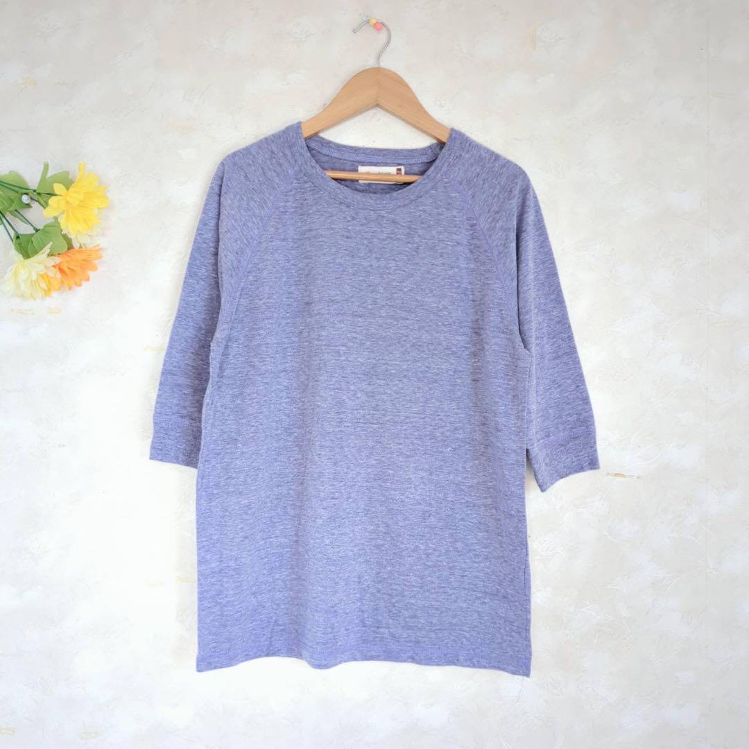 Late Stuck カットソー 七分袖【2】パープル 無地 シンプル 春秋拍卖
