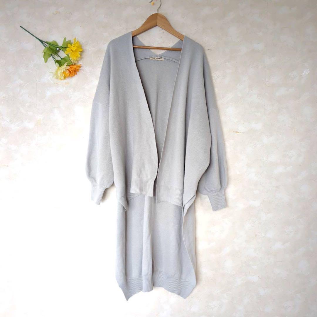 アンドサーチ AND SEARCH 膝下カーディガン【L】羽織り グレー拍卖