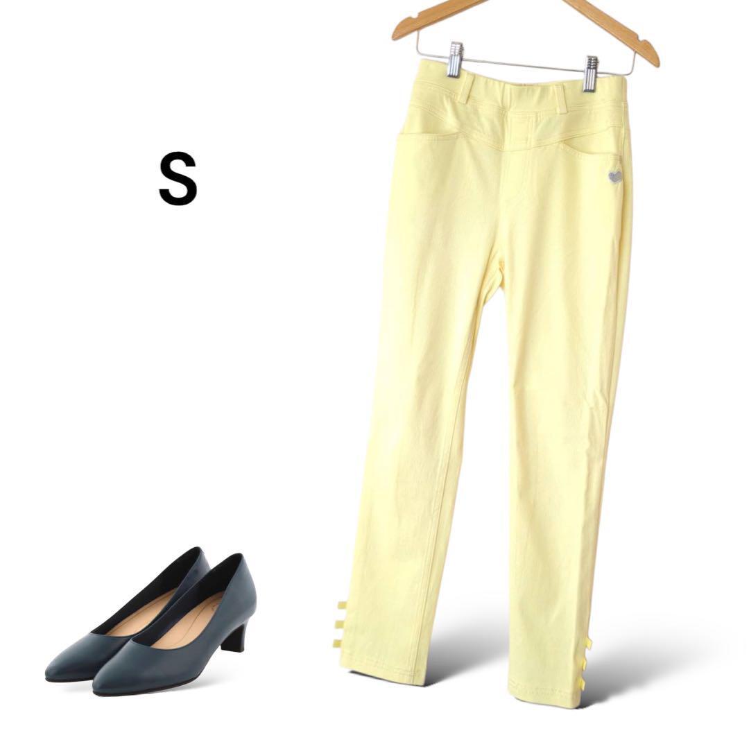 良品全日本婦人子供服工業組合連合会 カラーパンツ【S】裾リボン イエロー 黄拍卖