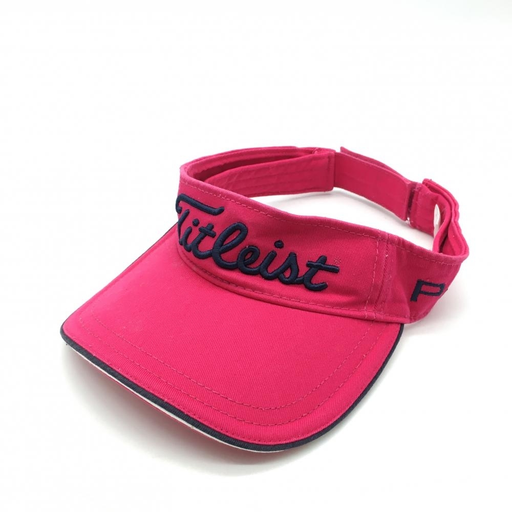【美品】タイトリスト サンバイザー ピンク×ネイビー PRO V1 ゴルフウェア TITLEIST拍卖
