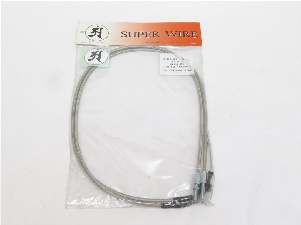 【未使用】SR400/500 ~'87◆STD ステンメッシュ スロットルワイヤー◆M-TEC中京 FUGEN拍卖