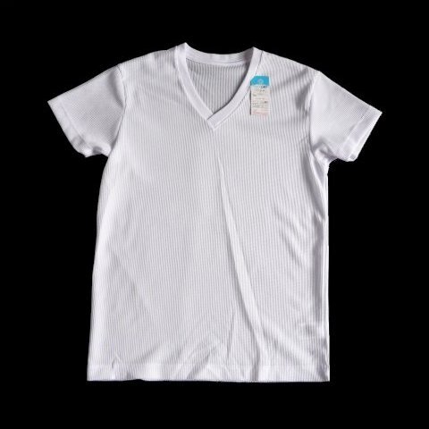 新品 FIBER DRY さらっとドライ Vネック ワッフル 半袖 Tシャツ S メンズ 紳士 白 ファイバードライ V首 拍卖