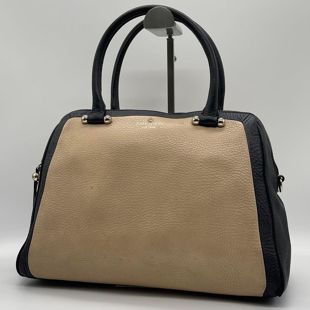【良品】kate spade ケイトスペード ハンドバッグ バイカラー レザー フォーマル 通勤 通学 大容量 レディース ブラック AA740223D拍卖