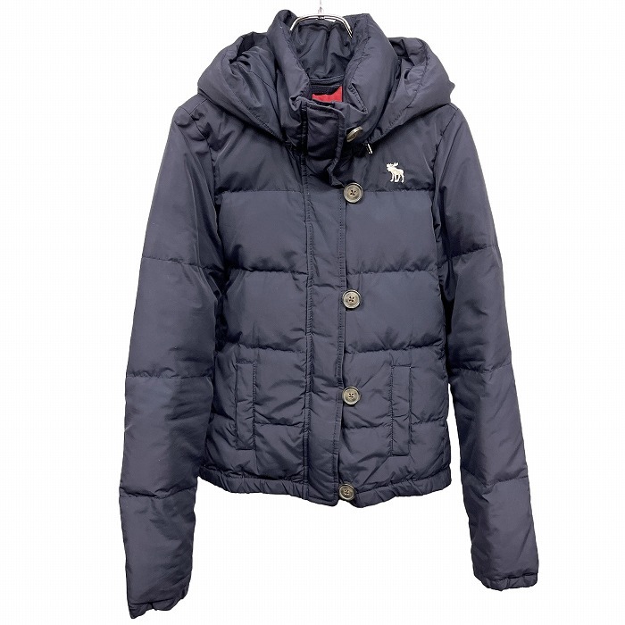 Abercrombie&Fitch ダウンジャケット フード脱着可 長袖 ポリ100%(ダウン80%+フェザー20%) XL LL (4) ネイビー レディース(キッズ?)拍卖