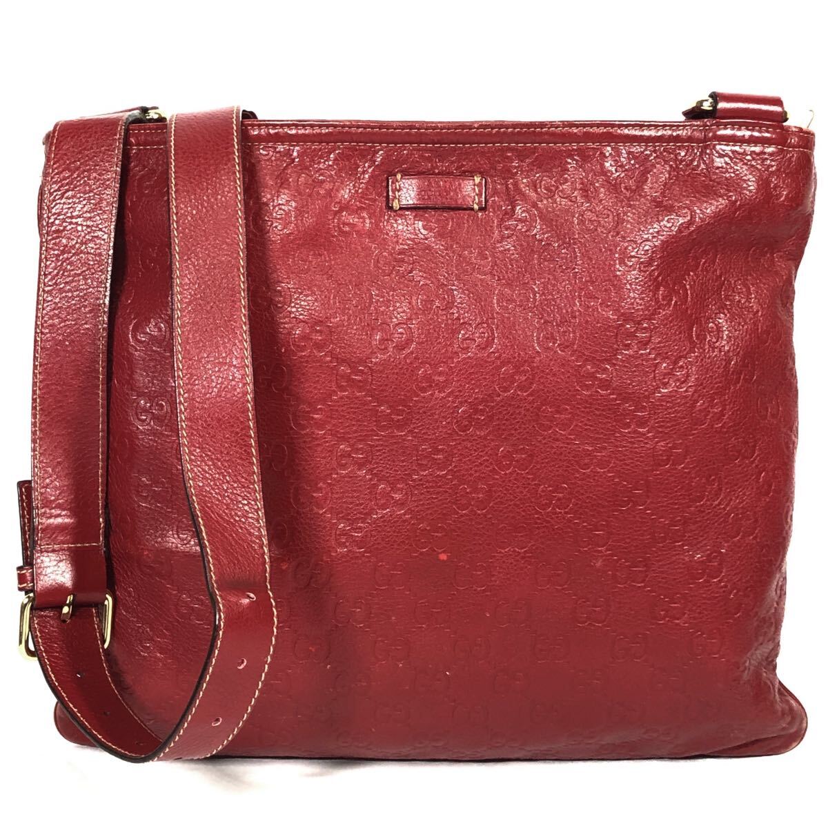 【グッチ】基準内 GUCCI ショルダーバッグ GG柄 シマライン 201446 205027 斜め掛け ポシェット 本革 レザー メンズ レディース イタリア製拍卖