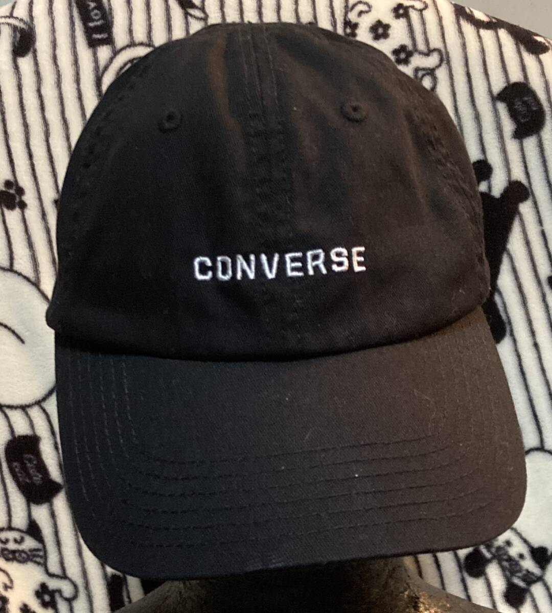 洗濯済♪シンプル定番キャップ【CONVERSE/コンバース】スナップバック帽子CAP/ブラックカラー/フリーサイズ(57-59cm)ユニセックス仕様拍卖
