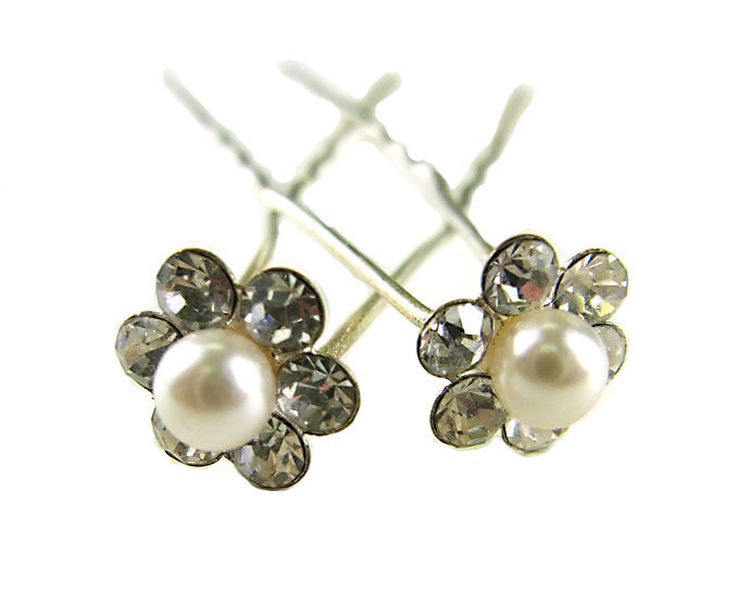 ヘアアクセサリー Uピン 2本セット かんざし簪 フラワー 着物 和服 浴衣 パール クリア ヘアアレンジ レディース mimosa拍卖